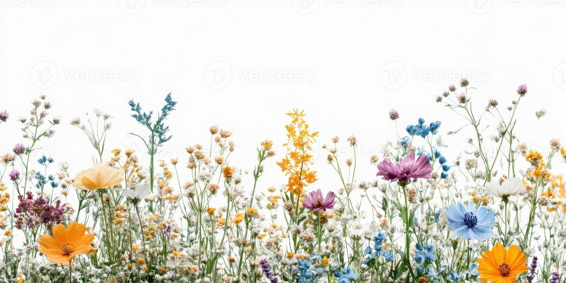 Colorful wildflowers blooming in a sunny meadow display vibrant beauty and diversity of nature photo