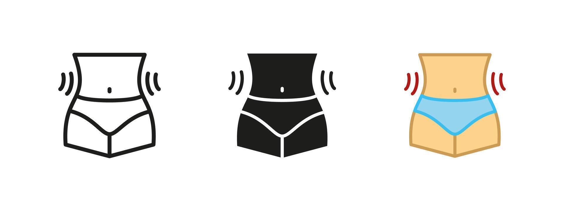 Slim waist icon. Fitness body illustration. Weight loss and healthy lifestyle concept. Toned stomach and slim figure pictogram. Gym, diet and exercise-related design. Woman's body shape symbol. vector
