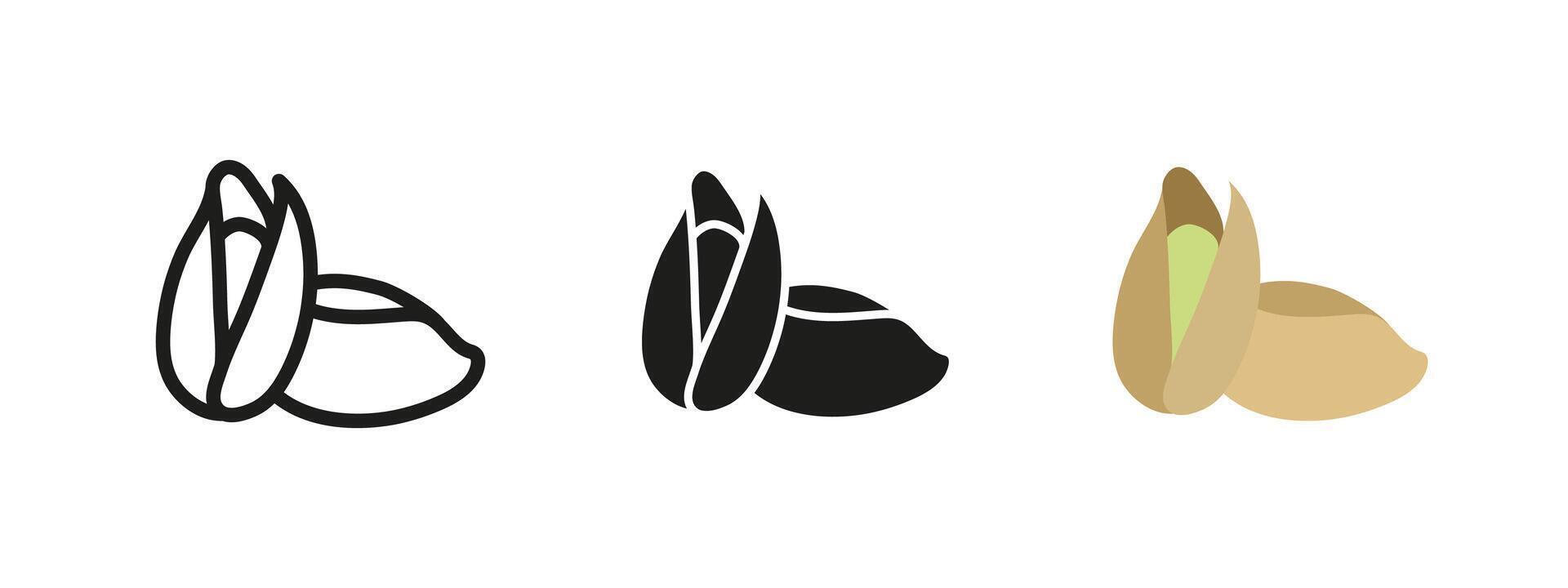 Pistachio icon. Healthy pistachio nut in its shell illustration. Fresh and organic snack symbol. Green seed snack pictogram. Delicious and nutritious food concept. vector