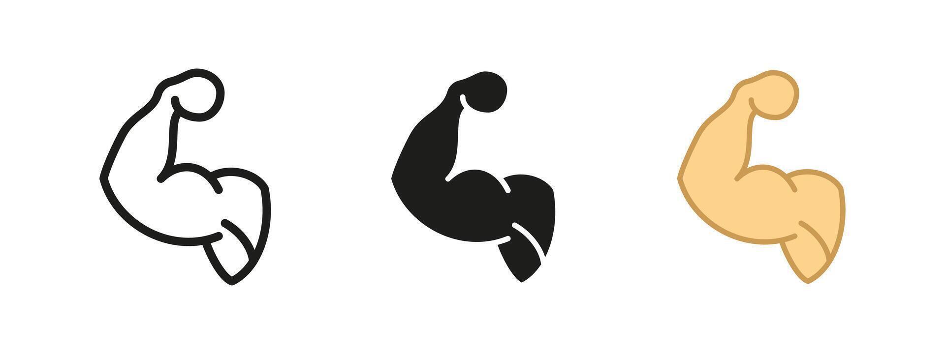 Muscle arm icon. Flexed biceps illustration. Strength and fitness symbol representing power, bodybuilding and athletic training for a healthy lifestyle. vector