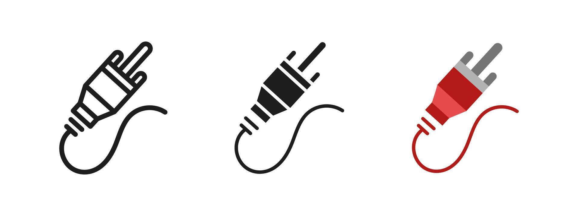 RCA cable icon. Analog AV connector for media transmission illustration. Red plug symbol for signal connection. Electronics interface for entertainment systems and multimedia devices. vector