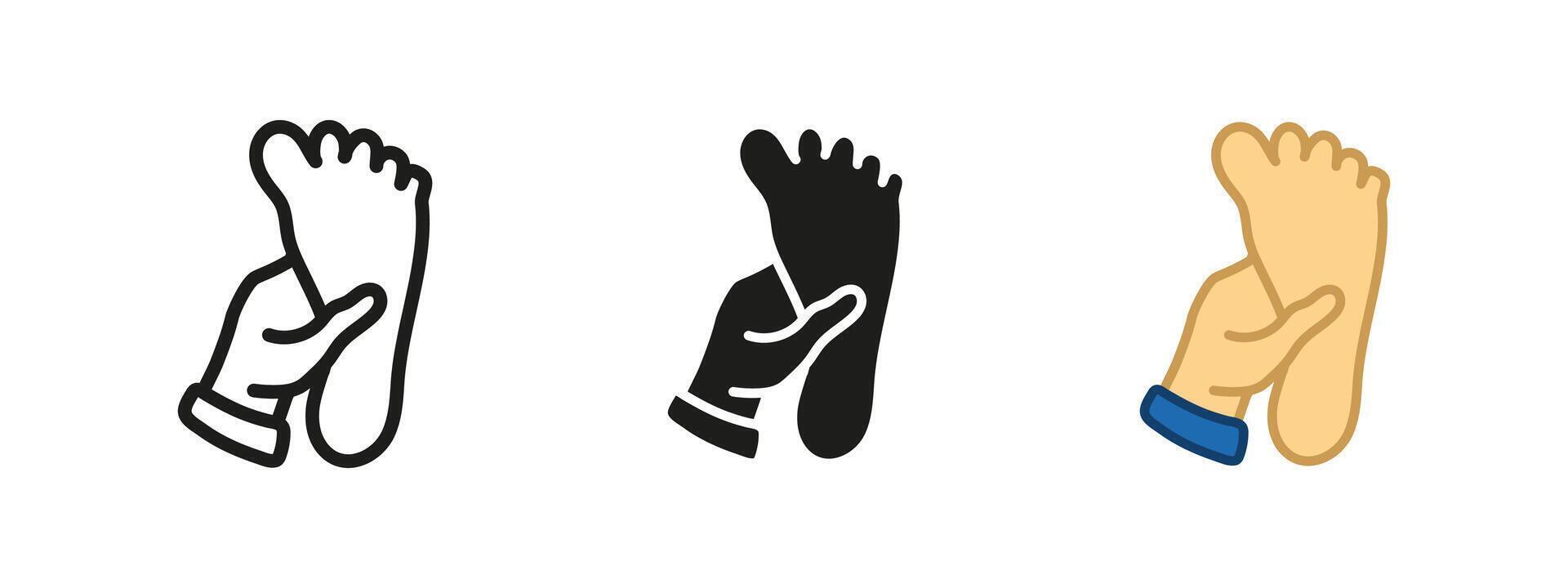 Foot massage icon. Relaxing therapy illustration. Spa and wellness symbol representing reflexology, self-care and soothing body treatment for health and comfort. vector