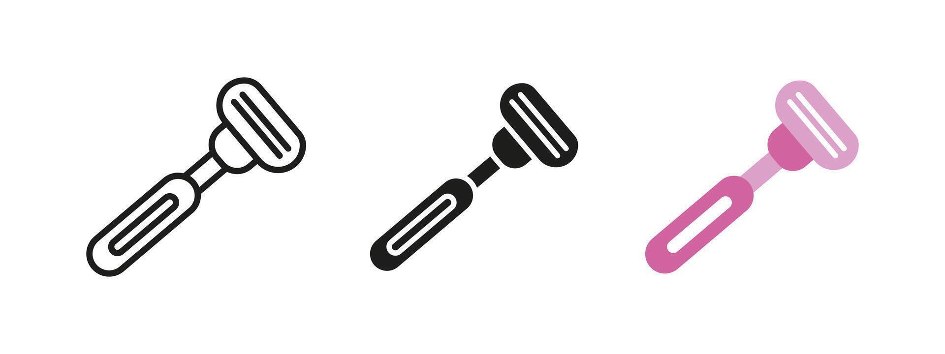 Woman's razor icon. Modern shaving tool illustration. Hygiene and grooming symbol representing smooth skin, self-care and personal hygiene essentials. Epilation pictogram. vector