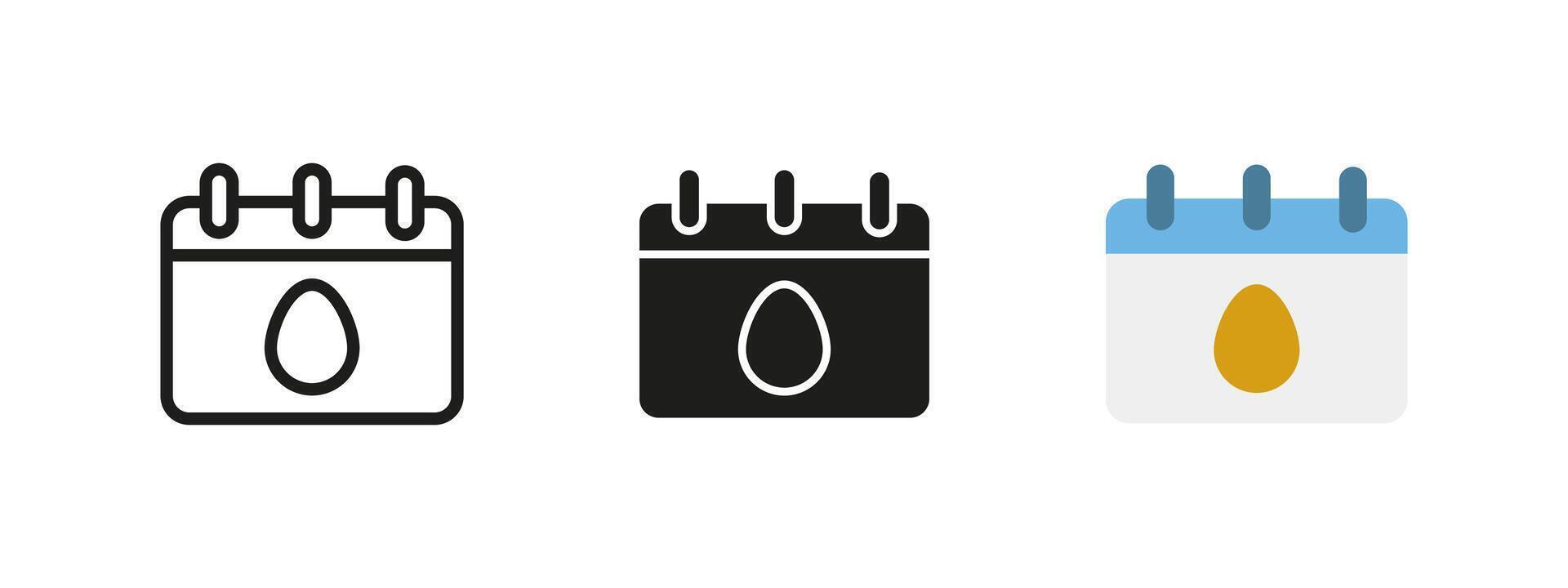 Easter calendar icon. Egg shaped symbol with date marker illustration. Spring holiday reminder concept. Festive celebration and seasonal event organization pictogram. vector