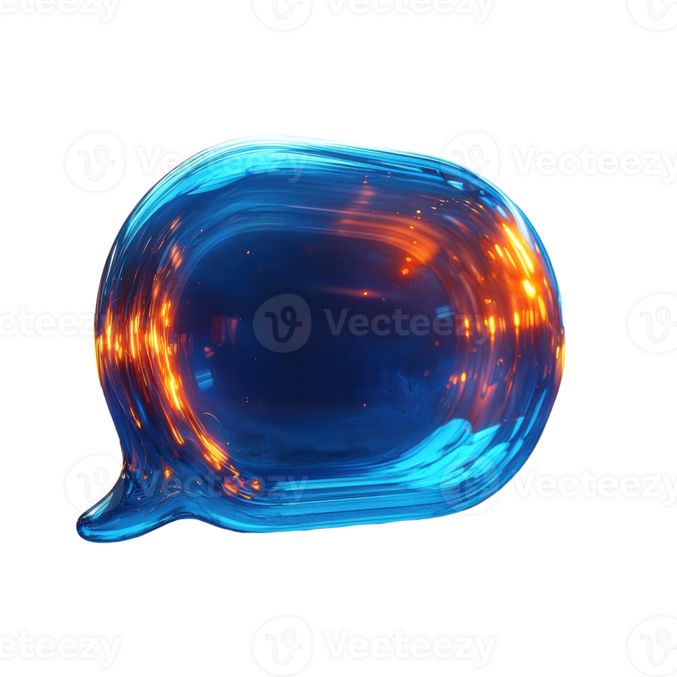 Blue Glowing Neon Speech Bubble Effect png