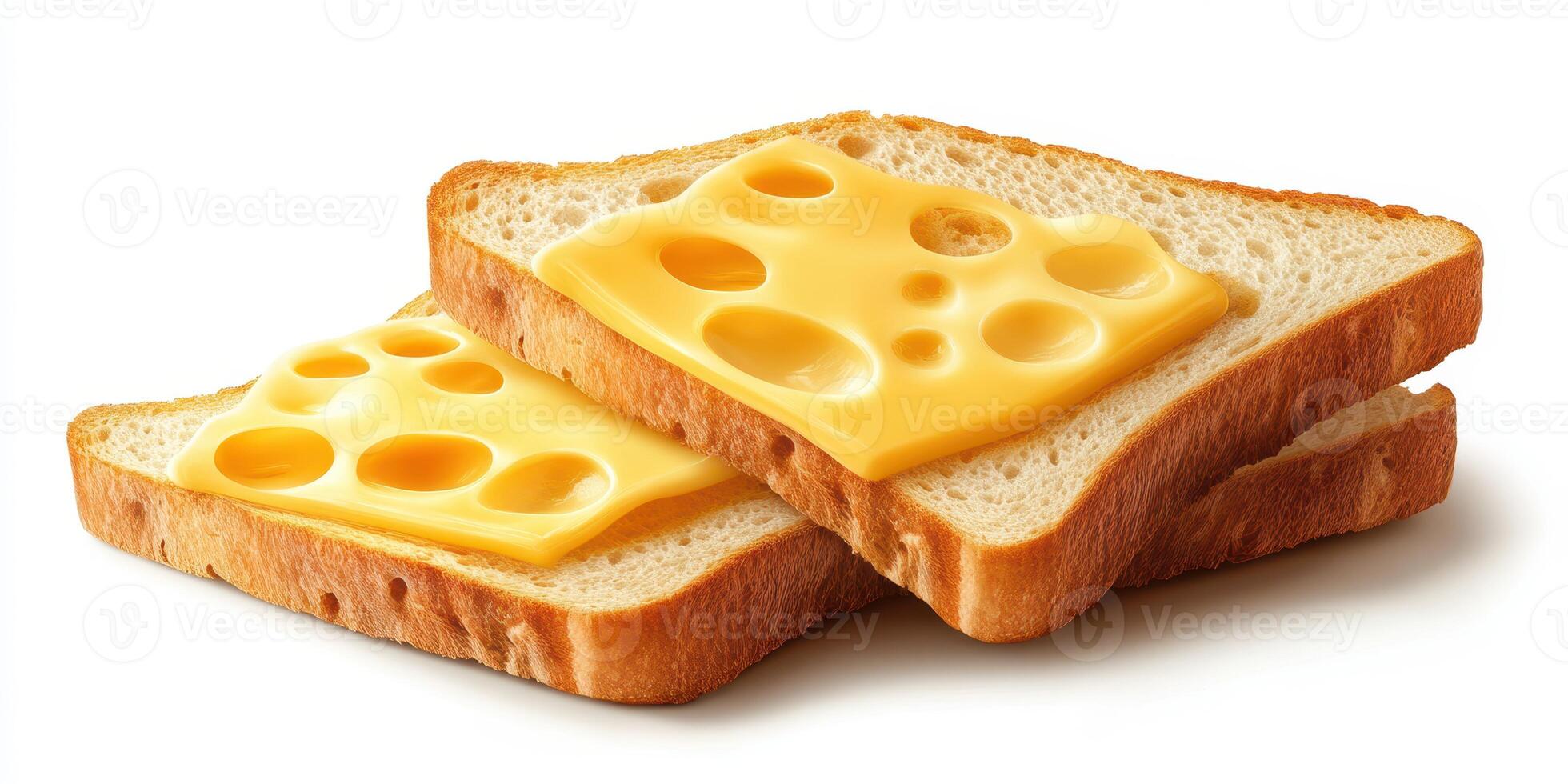 Simple sandwich made with two slices of bread and melted cheese on top in a kitchen setting photo
