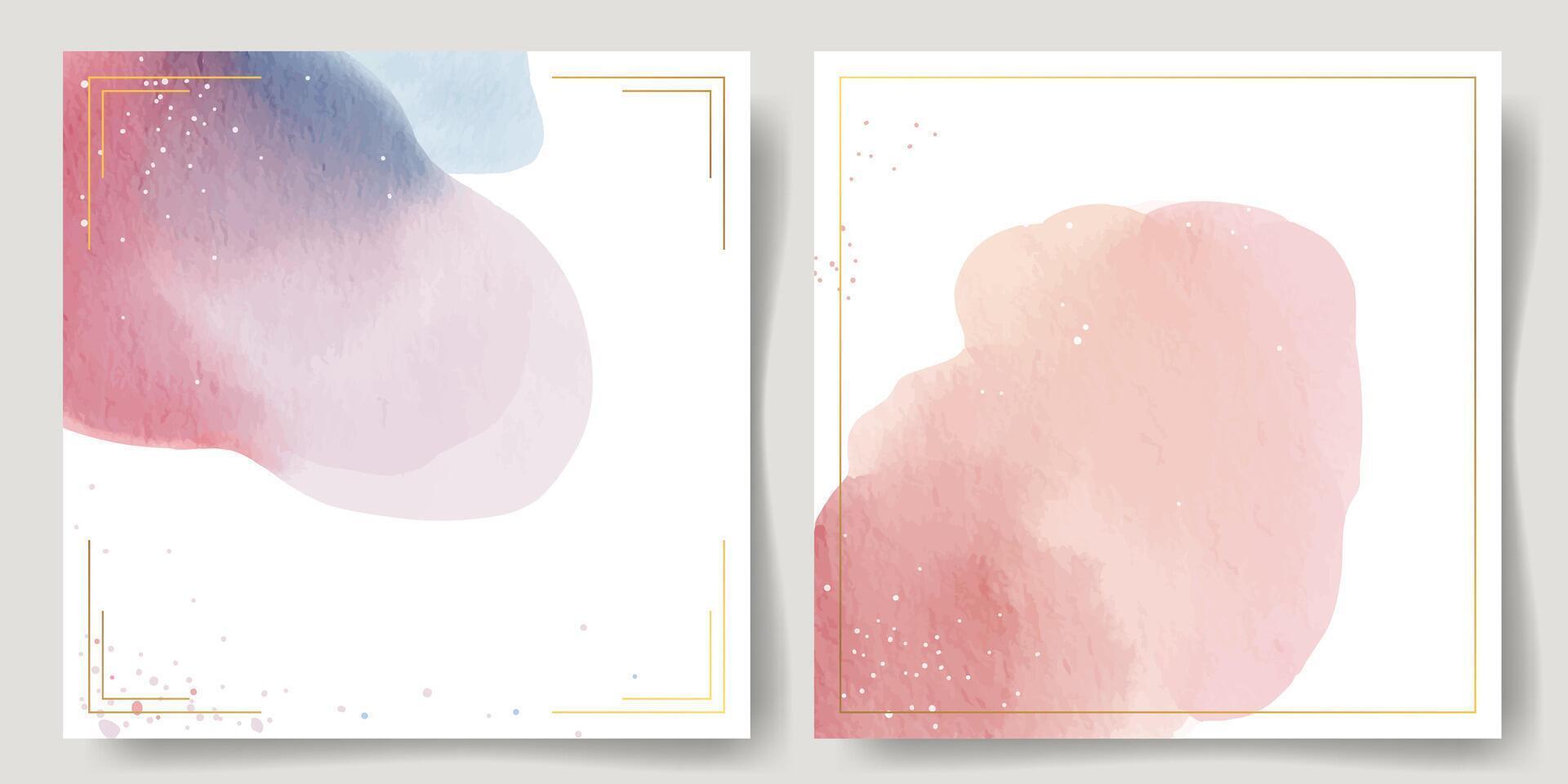 Set of watercolor backgrounds. Hand drawn abstract shapes. Modern trendy frames with watercolor stains vector