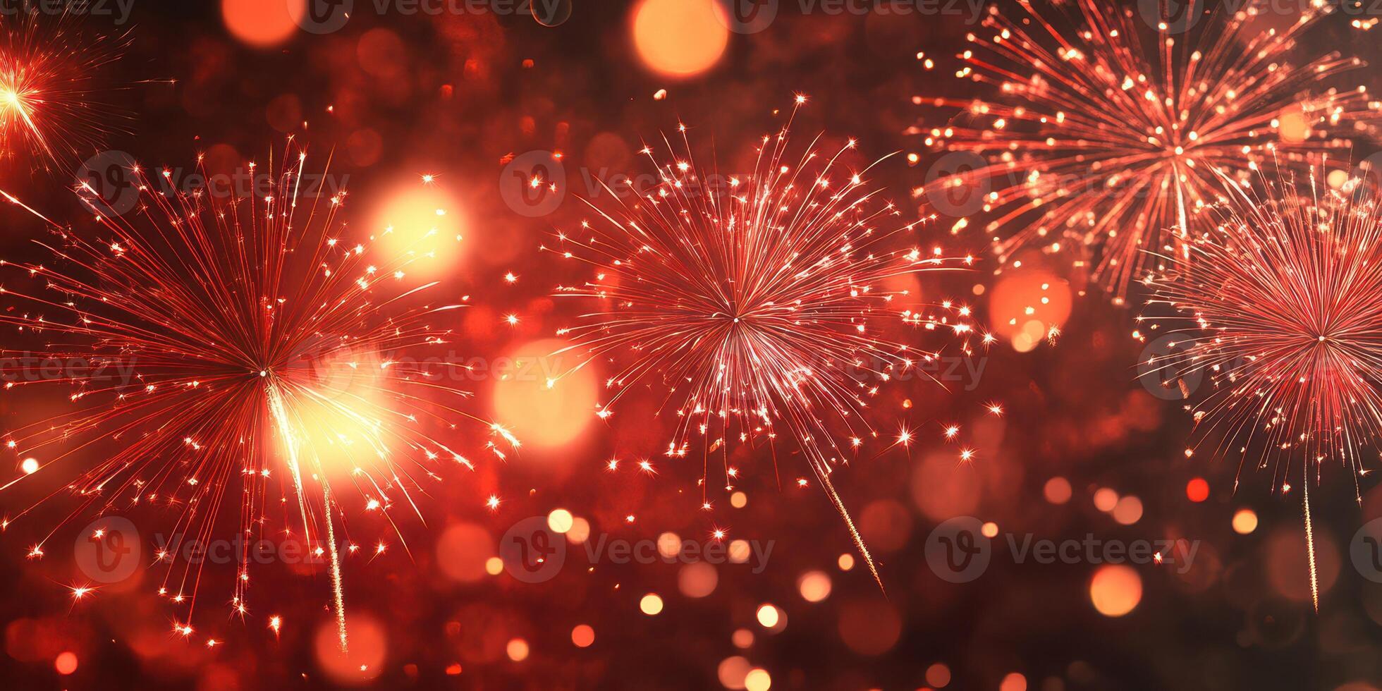 Colorful fireworks illuminate the night sky during a festive celebration in an urban setting photo