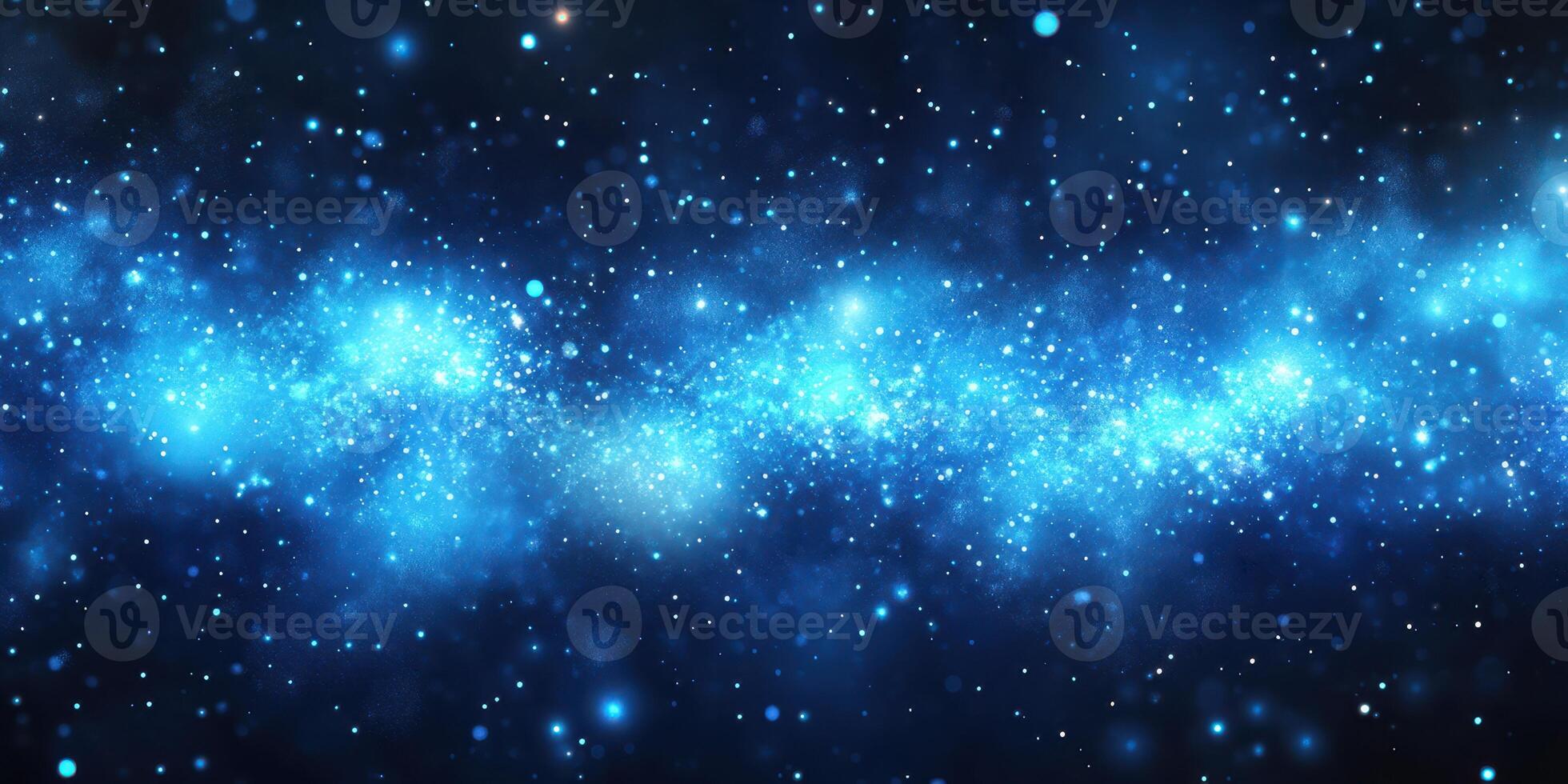 Starry night sky with blue nebula and distant starlight creating a cosmic landscape photo