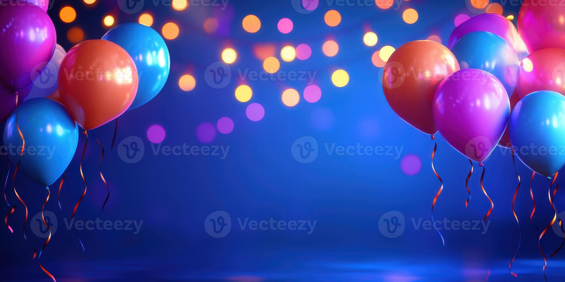 Colorful balloons and festive lights create a joyful atmosphere for a celebration event at night photo