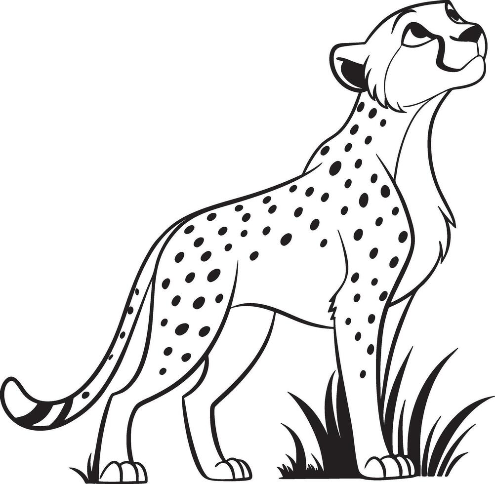 Line art coloring pages for kids for brain development. Cheetah outline illustration and ready for print vector