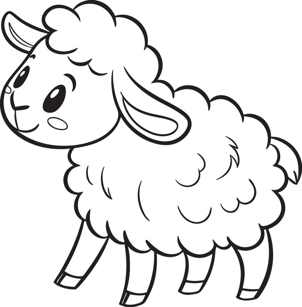Line art coloring pages for kids for brain development. Sheep outline illustration and ready for print vector