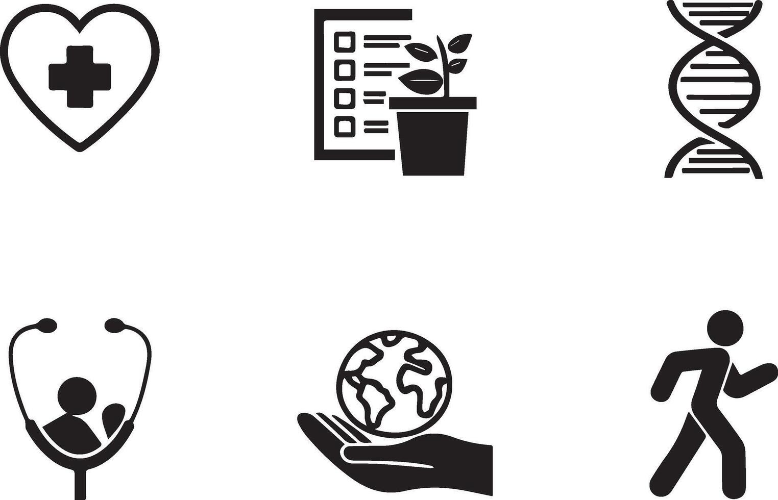 Medical health care icon set. World health day, hospitality and good health symbol. vector