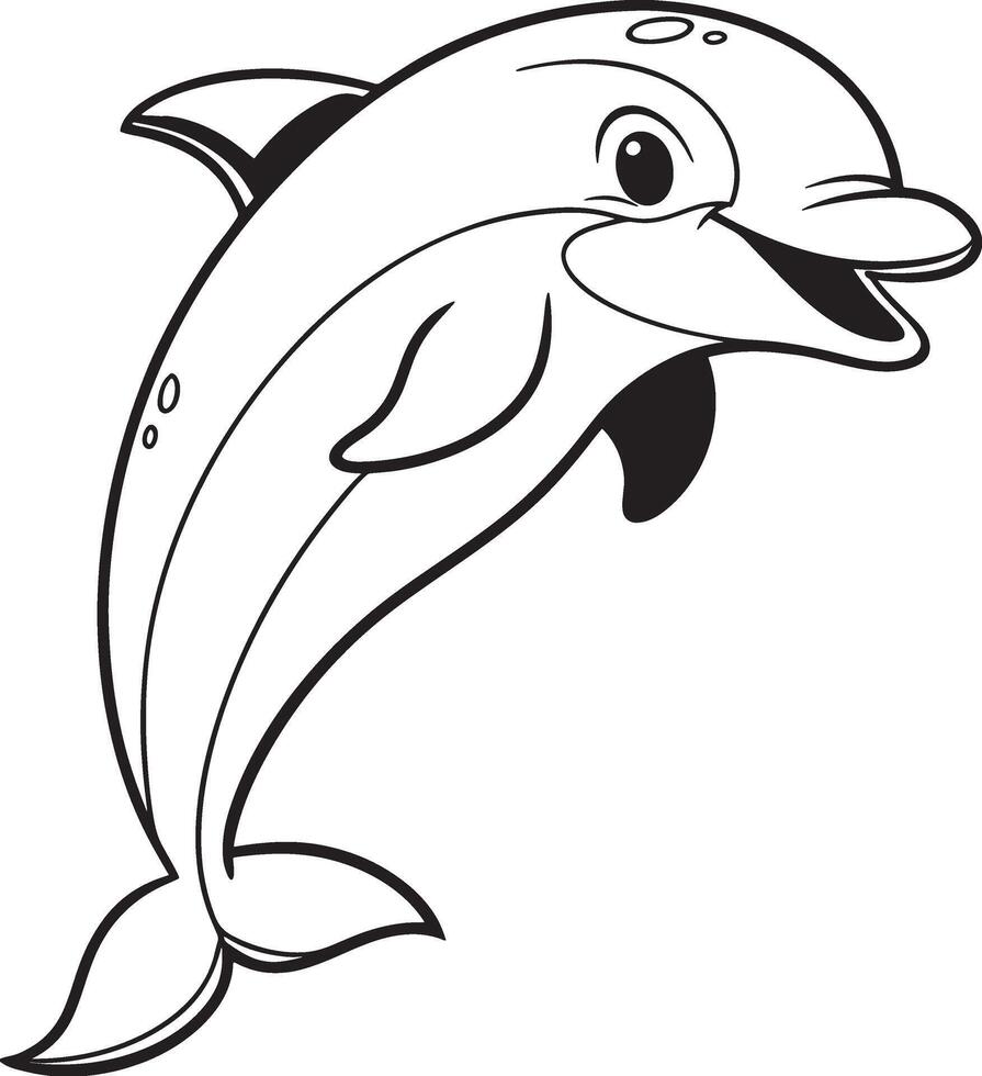 Line art coloring pages for kids for brain development. Dolphin outline illustration and ready for print vector