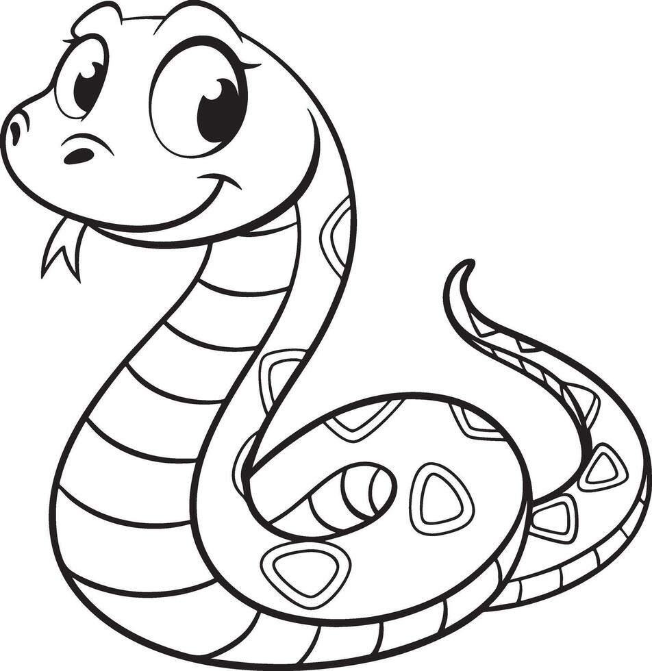 Line art coloring pages for kids for brain development. Snake outline illustration and ready for print vector