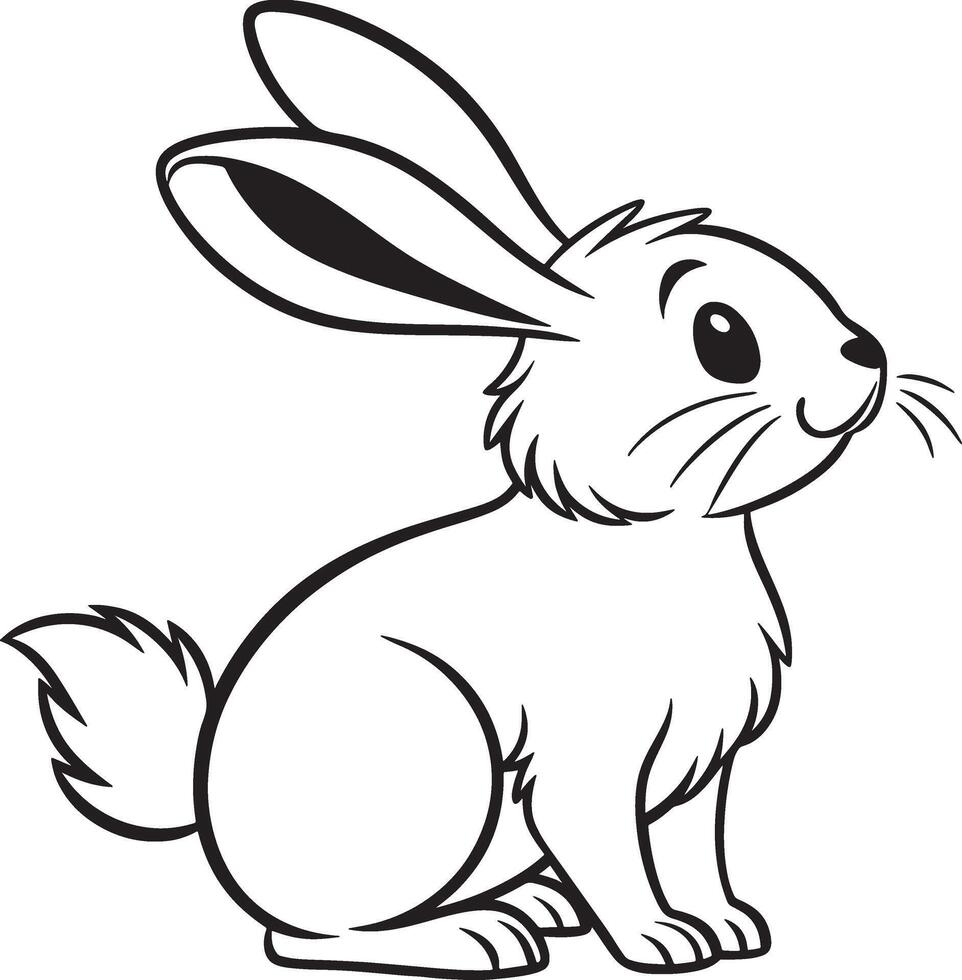 Line art coloring pages for kids for brain development. Rabbit outline illustration and ready for print vector