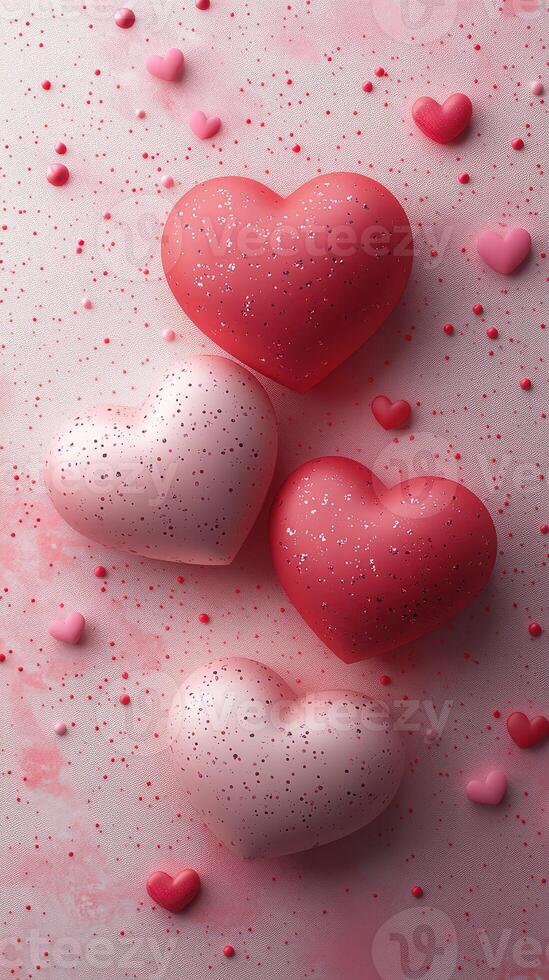 Colorful heart-shaped decorations create a festive atmosphere for celebrations and special occasions photo
