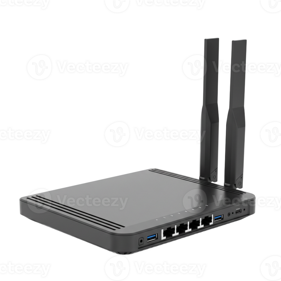 Modern WiFi router ensuring fast and stable internet connectivity. png