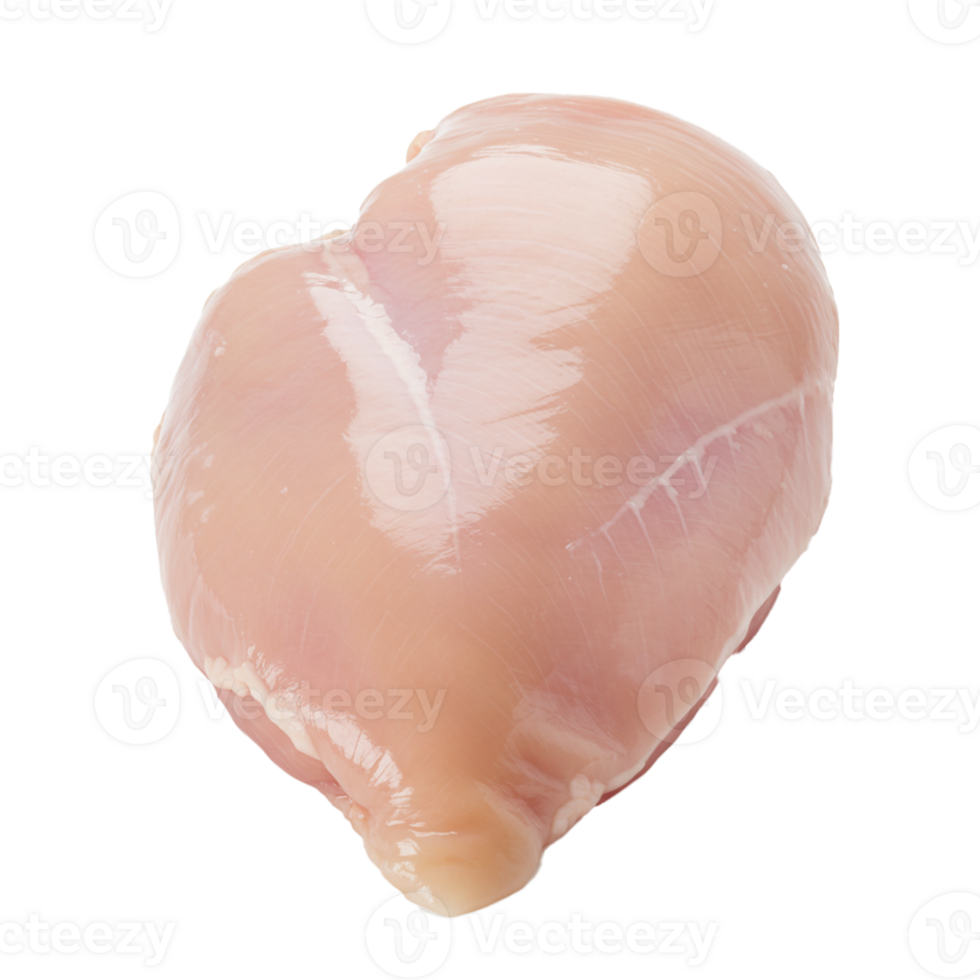 Fresh raw chicken breast cut available for cooking and meal preparation. png