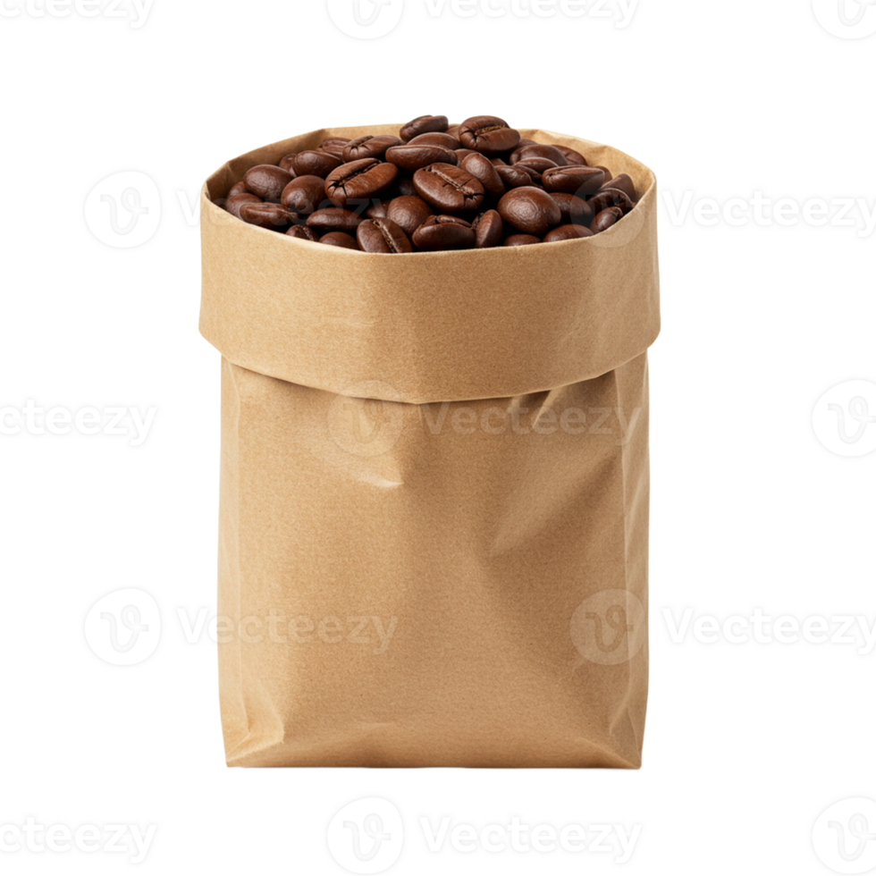 Coffee beans stored in a bag for preserving flavor and freshness. png