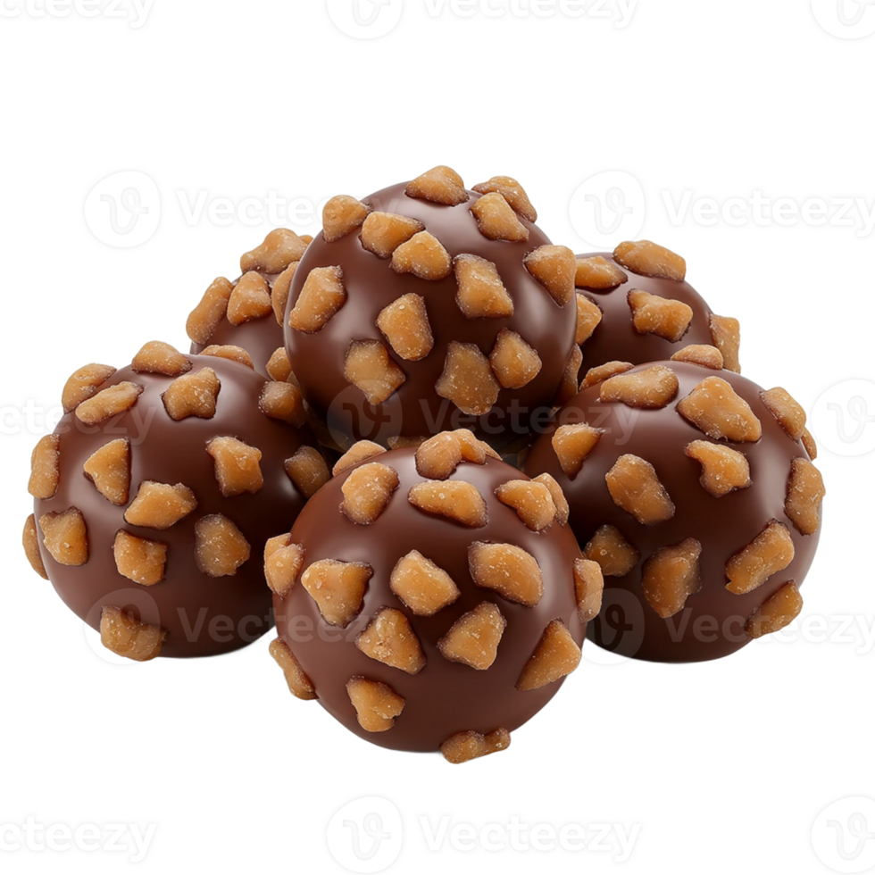 Chocolate truffles with peanuts providing a delightful and crunchy treat. png