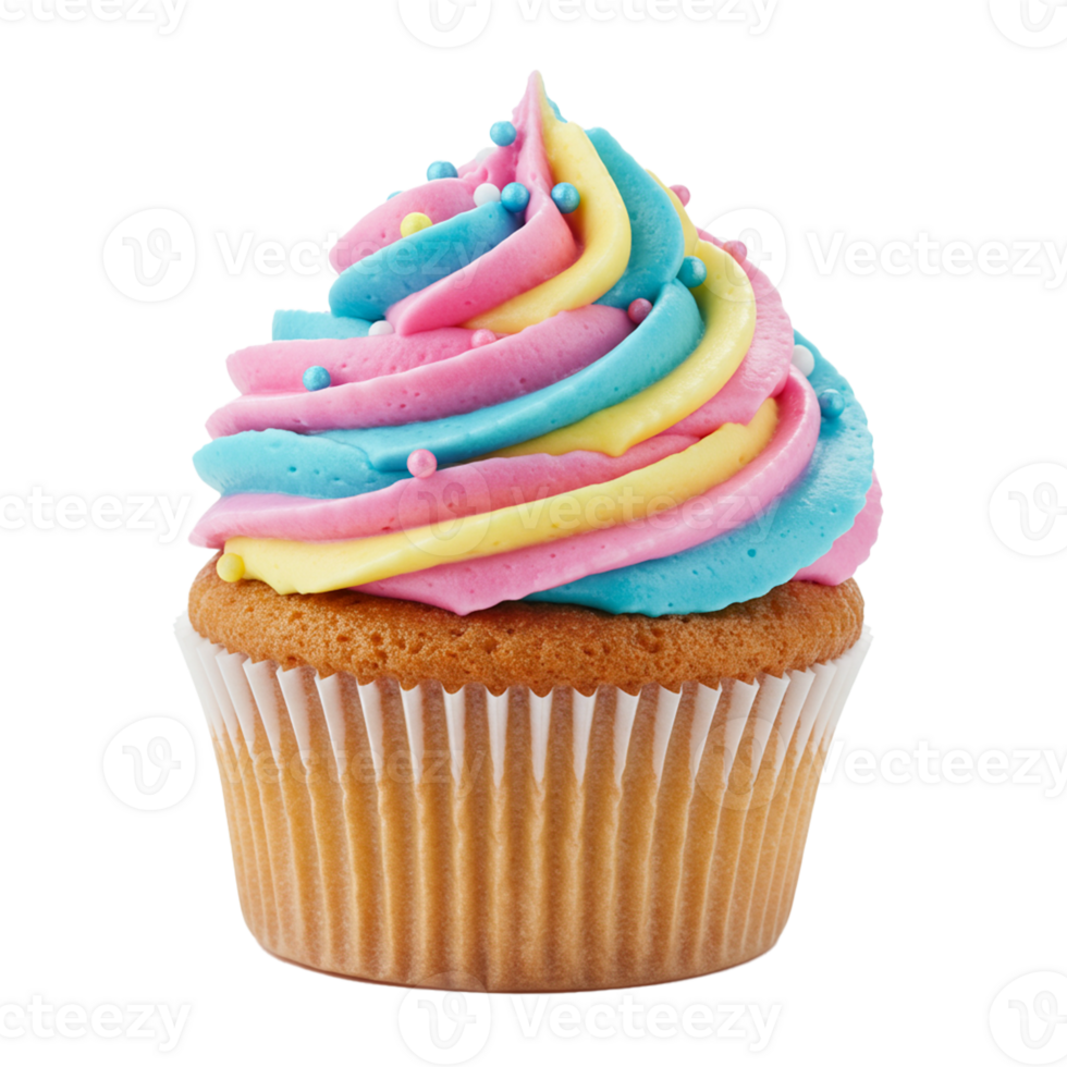 Delicious cupcake topped with frosting for dessert lovers and celebrations. png