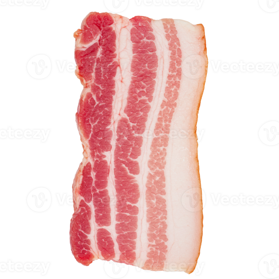 Slices of raw bacon ready for cooking and enhancing dishes. png