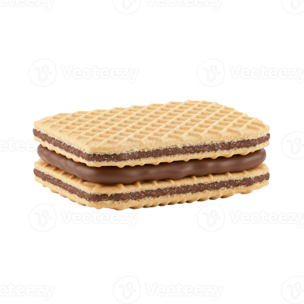 Filled wafer cookie offering a delightful combination of crunch and cream. png