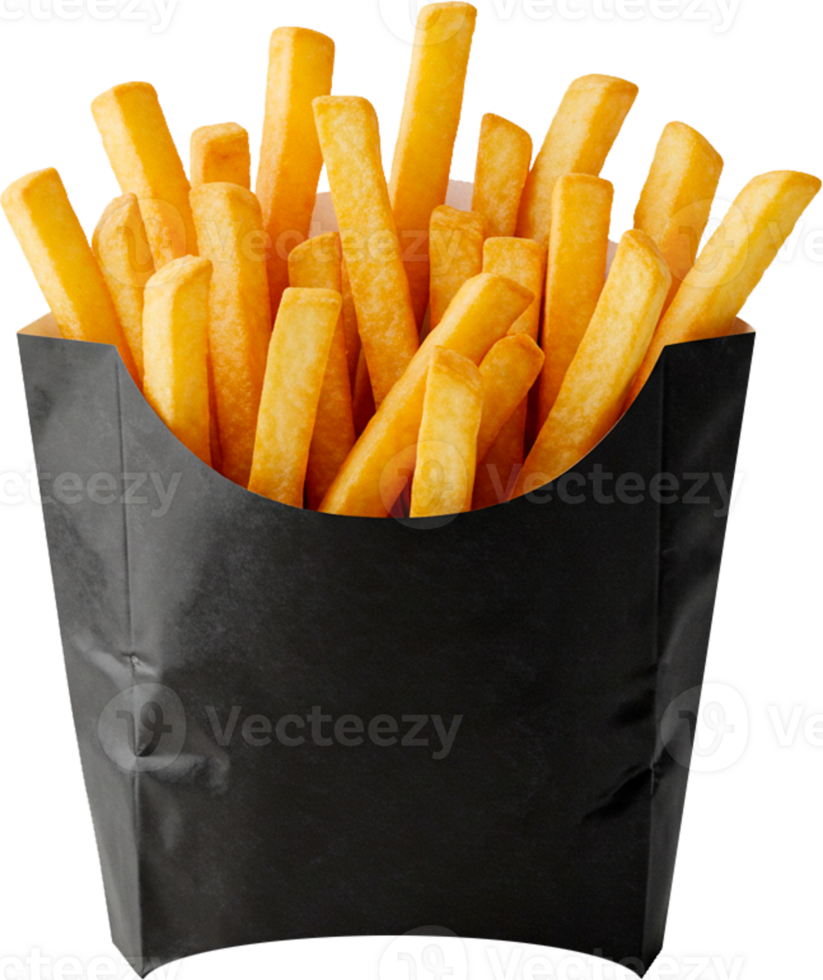 Fast food French fries golden and crispy, a popular side dish for meals. png