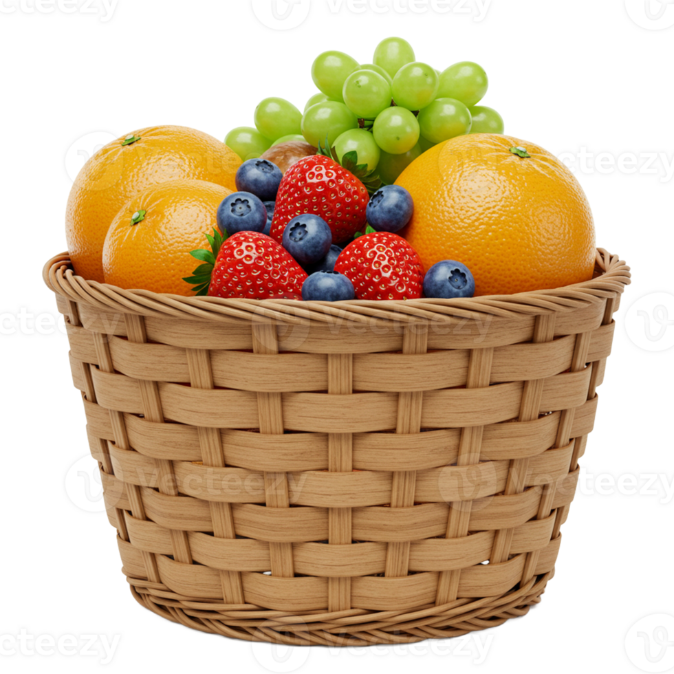 Fruit basket filled with fresh selections for a healthy diet. png