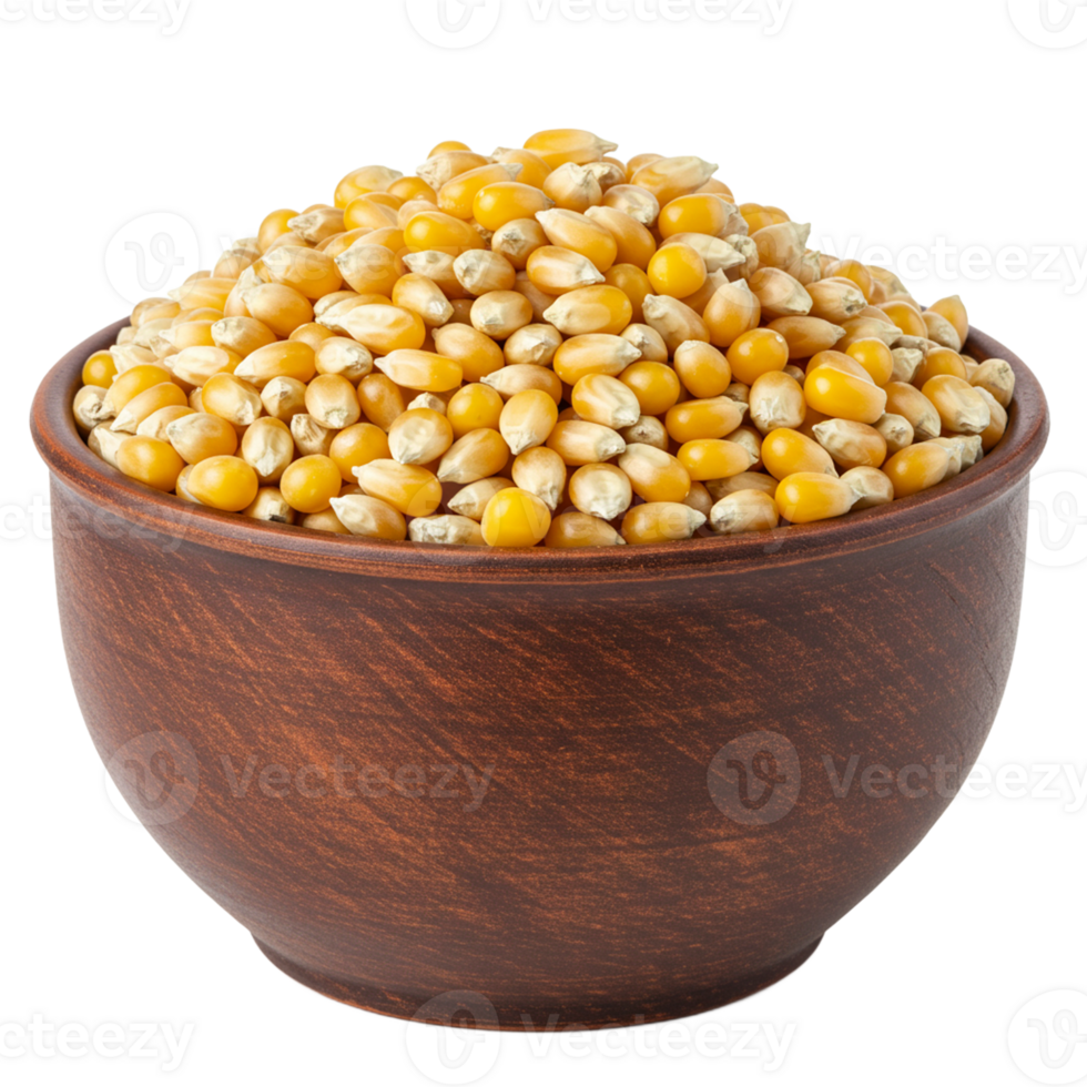 Bowl of corn kernels for cooking and making various dishes. png
