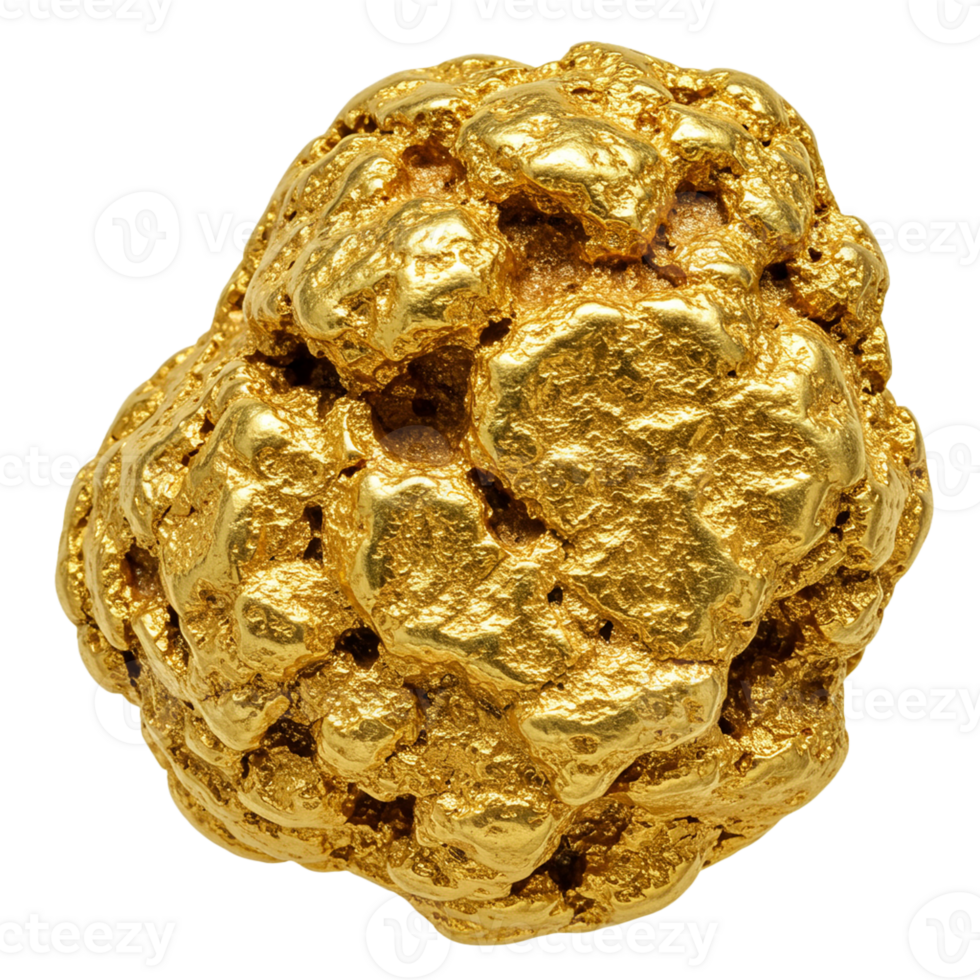 Gold nugget representing wealth and luxury in a natural form. png