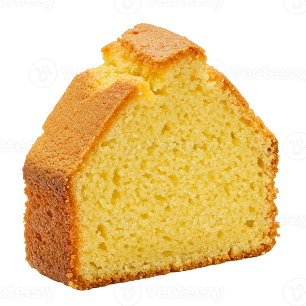 Slice of cornmeal cake served as a traditional dessert option. png
