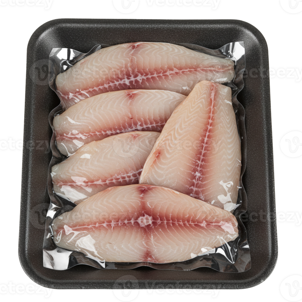 Packaged slices of fish fillets for convenient cooking options. png