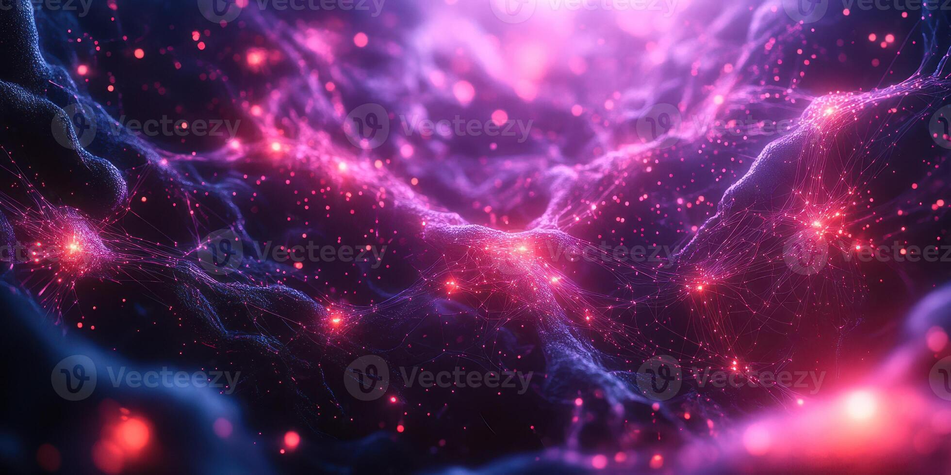 Colorful cosmic landscape depicting abstract waves of light and energy in a deep space setting at night photo