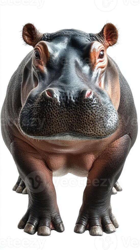 Hippo looking directly at the camera in a natural light setting photo