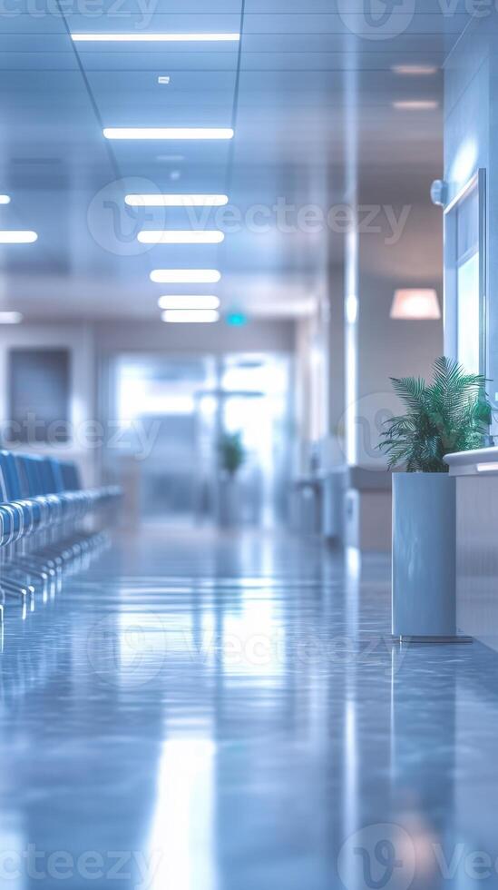 Spacious waiting area in a modern building with sleek design and natural light photo