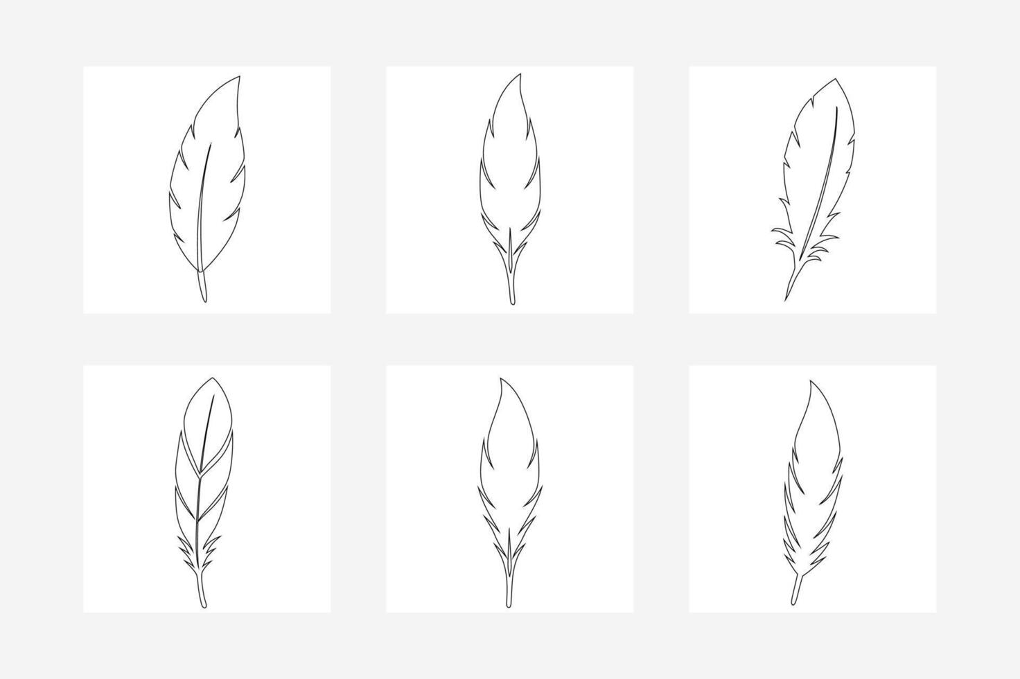 set of hand drawn feathers .Black Feather Set Elegant Outline Illustration for Design and Decoration vector