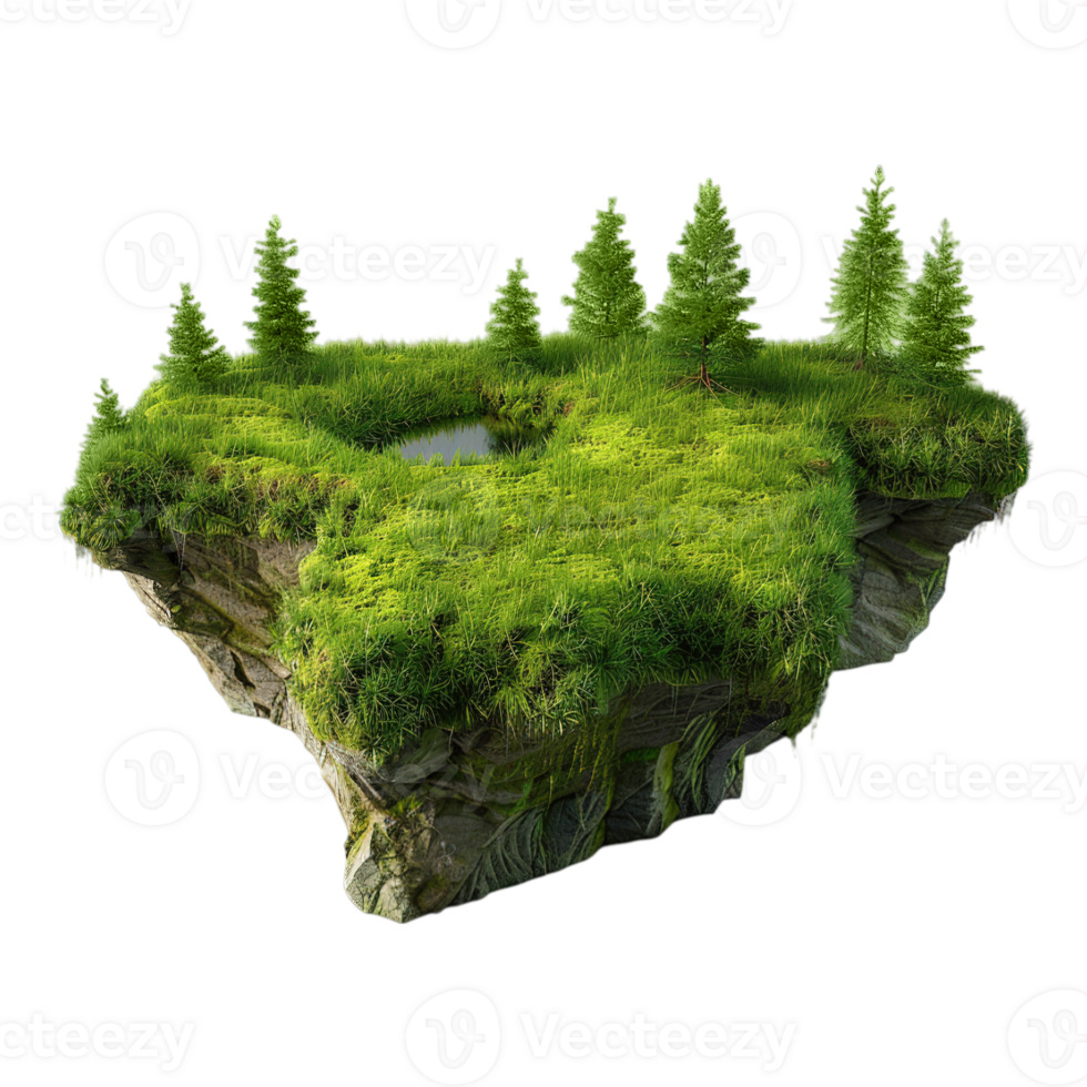 Piece of Green Land on Transparent Background png