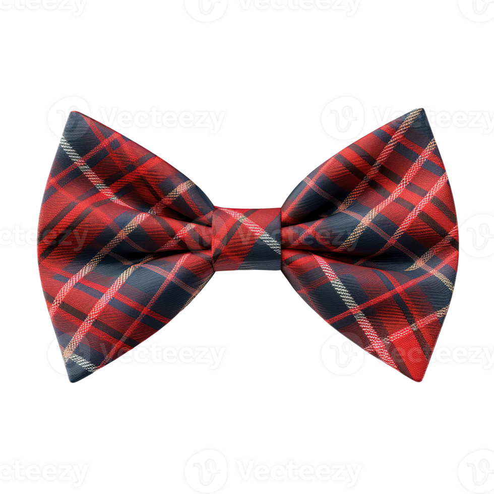 Red Check Bow Tie on Transparent Background png