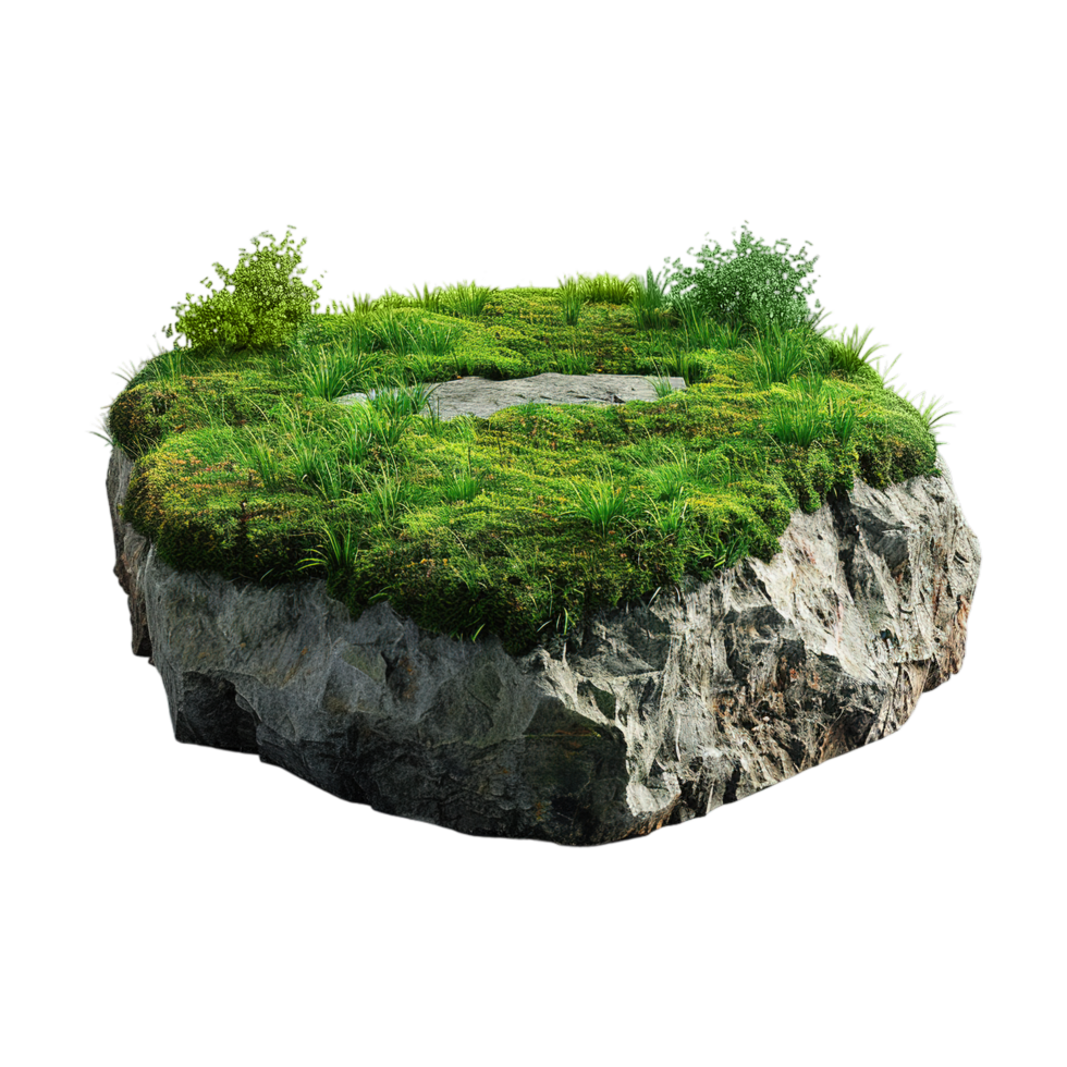 Piece of Green Land with Grass on Transparent Background png