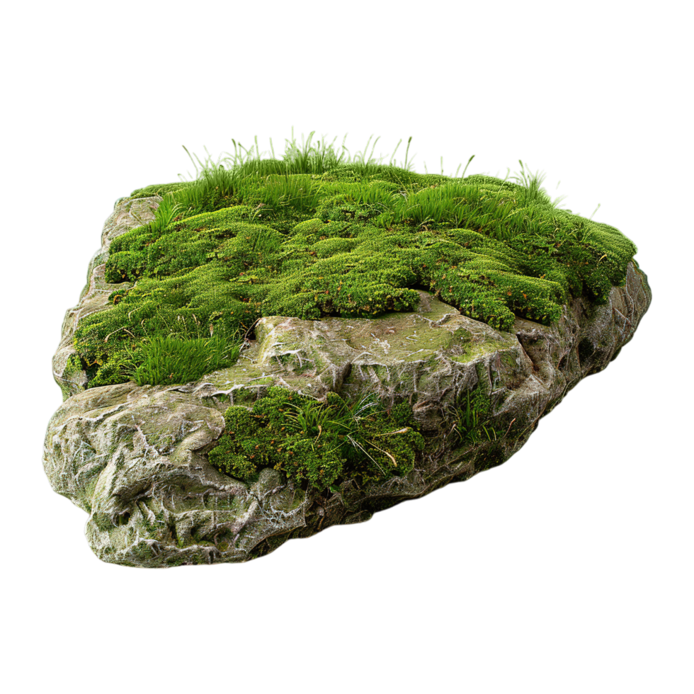 Stone with Grass on Transparent Background png
