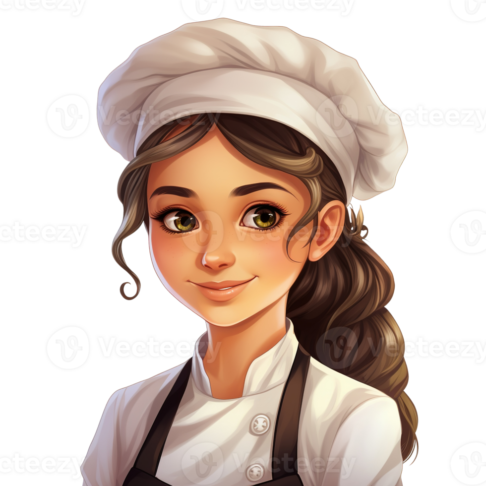 Girl Chef Illustration on Transparent Background png