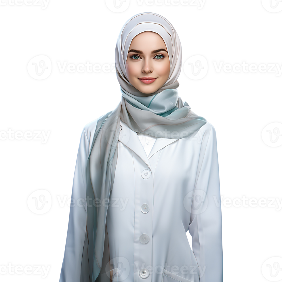 Muslim Doctor in Hijab on Transparent Background png