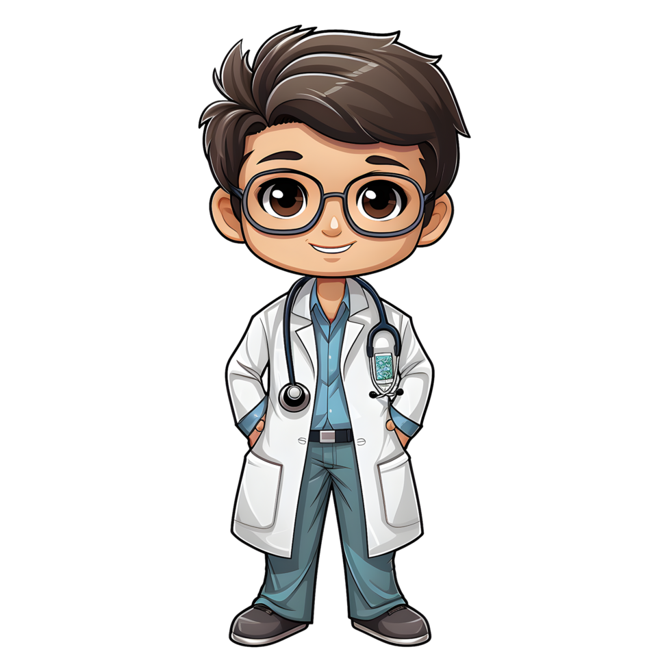 Cute Boy Doctor Toddler Illustration on Transparent Background png