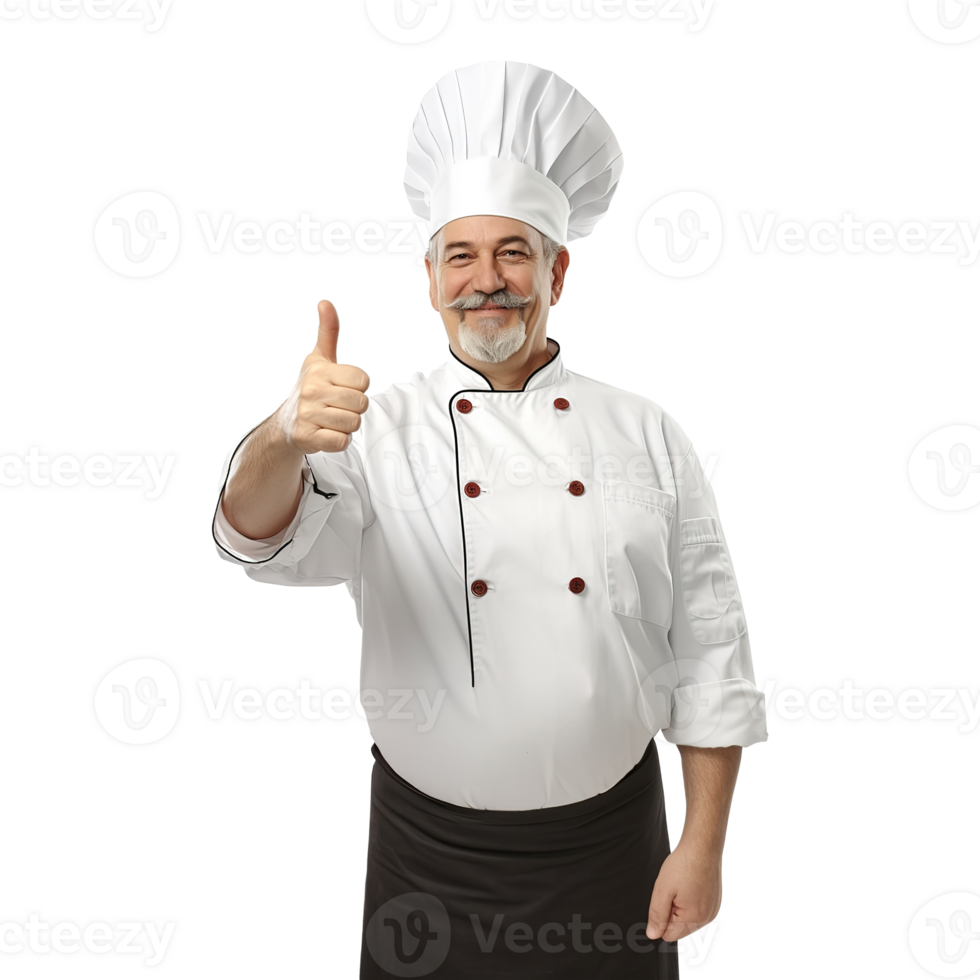 Old Chef Thumbs up on Transparent Background png