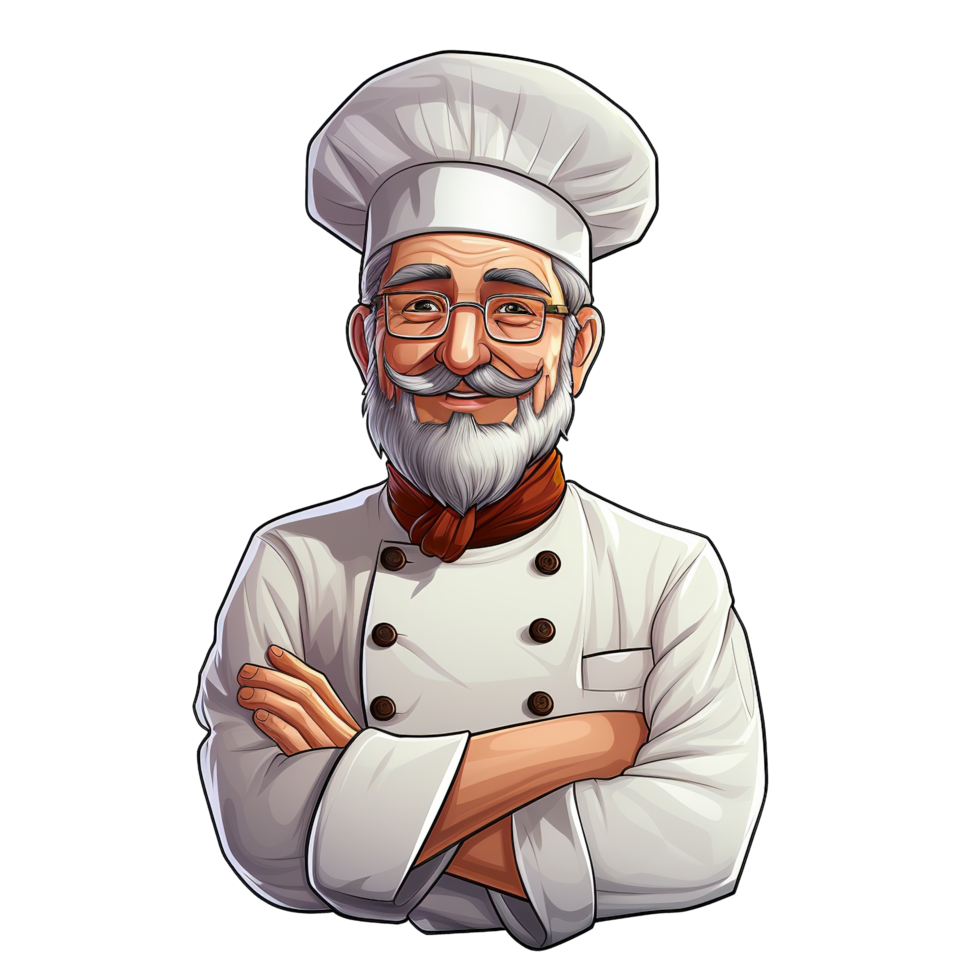 Old Chef Illustration on Transparent Background png