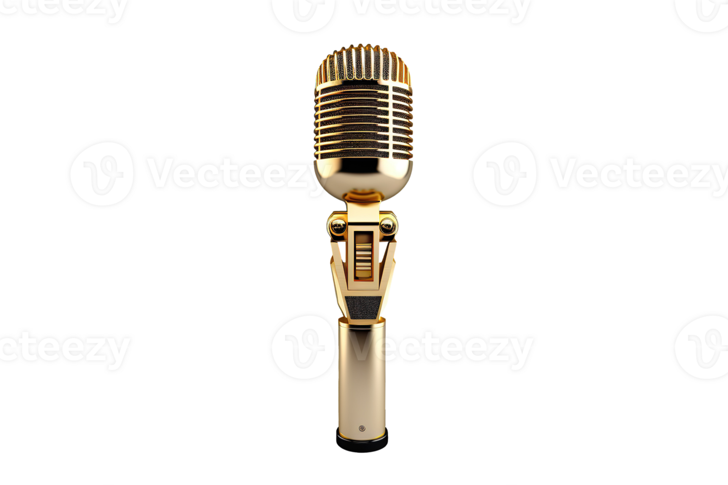 Gold Micro Phone on Transparent Background png