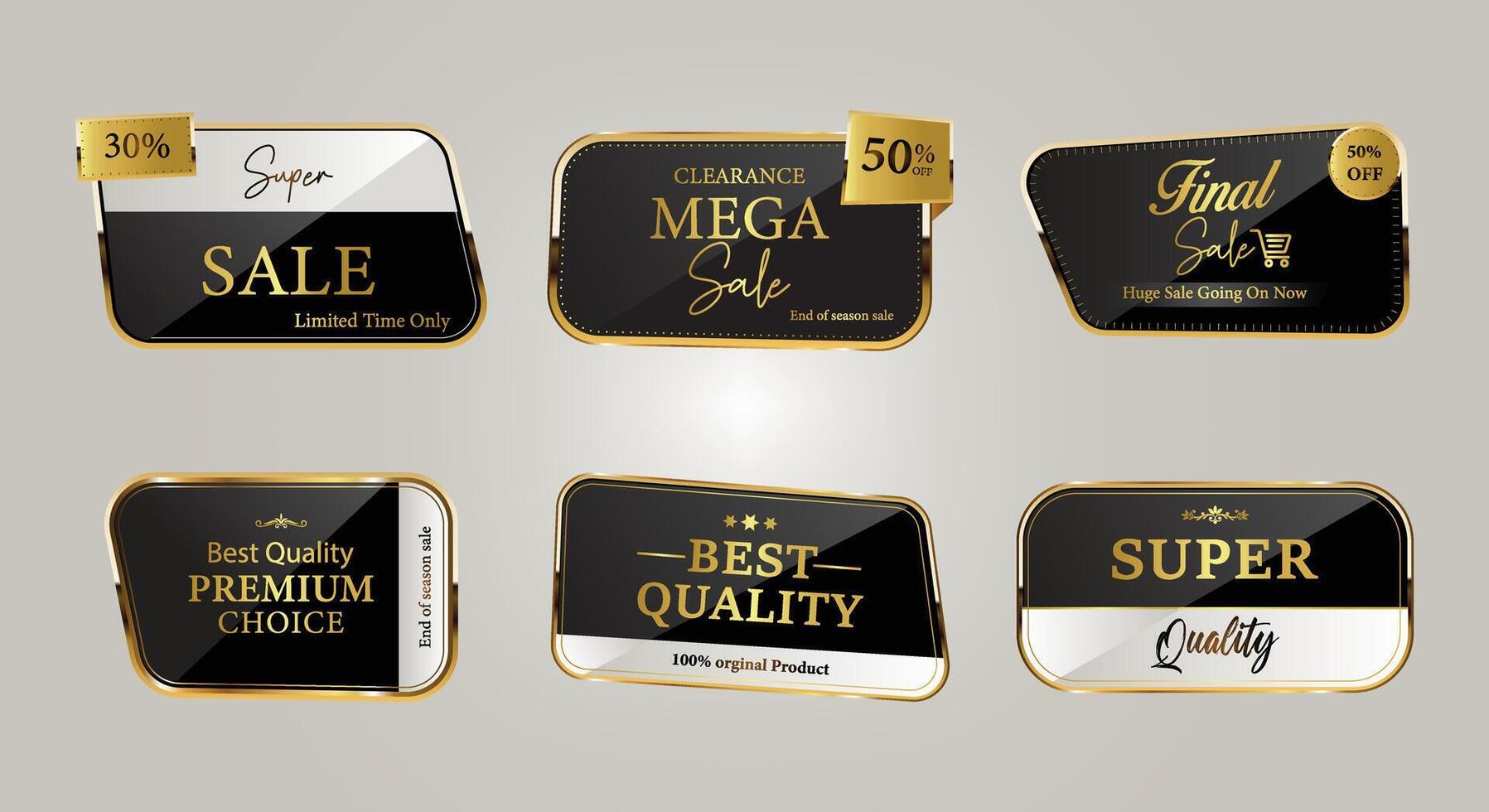 Luxury golden sale tags, badges and labels collection illustration vector
