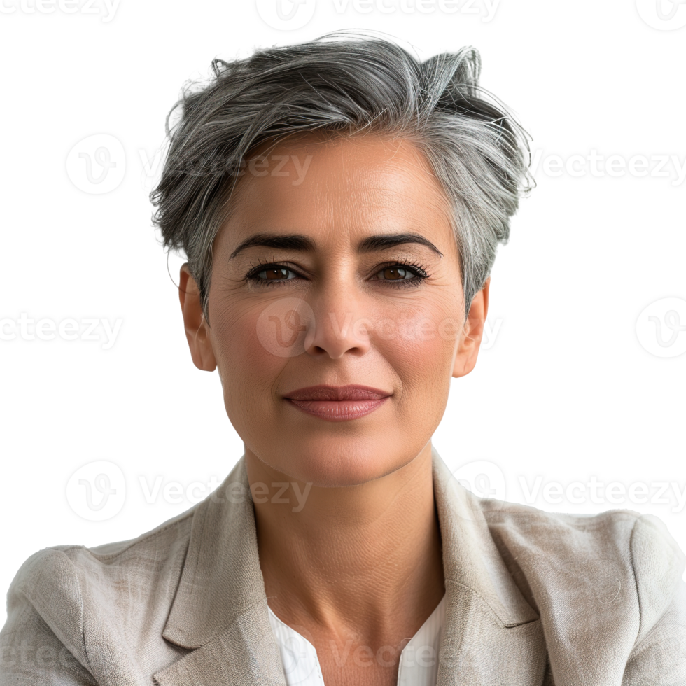 Short Hair Women in Suit on Transparent Background png